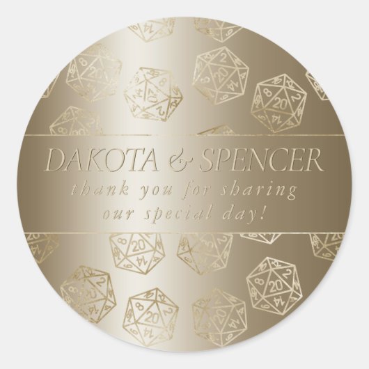 RPG Luxe | Gold Fantasy Tafelblad Gamer Dice Custo Ronde Sticker (Voorkant)