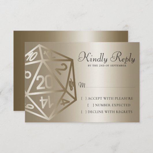 RPG Luxe | Gold Sheen Fantasy tafelblad Gamer Dice RSVP Kaartje (Voorkant / Achterkant)