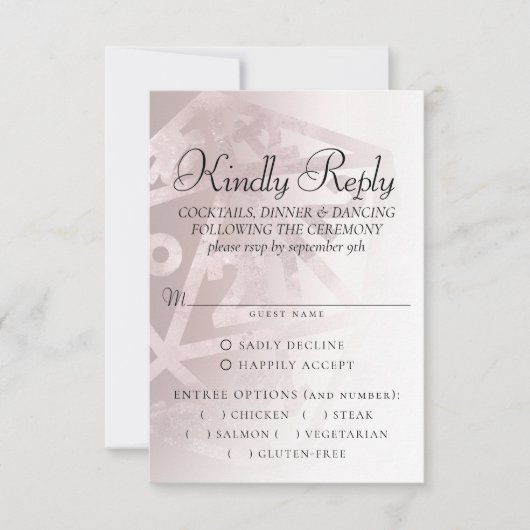 RPG Luxe | Mauve Fantasy tafelblad gamer Entree RSVP Kaartje (Voorkant)