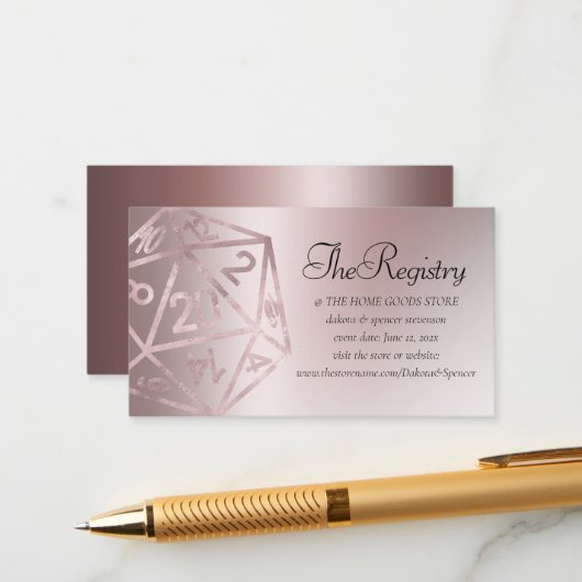 RPG Luxe | Mauve Fantasy Tafelblad Gamer Registry Informatiekaartje (Voorkant / Achterkant in situ)