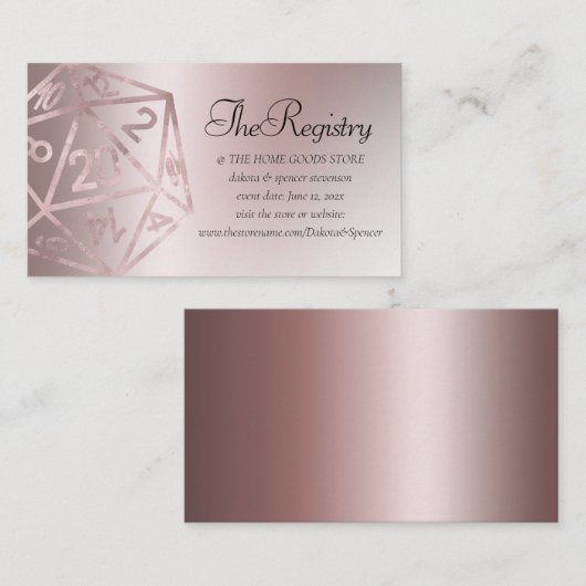 RPG Luxe | Mauve Fantasy Tafelblad Gamer Registry Informatiekaartje (Voorkant / Achterkant)