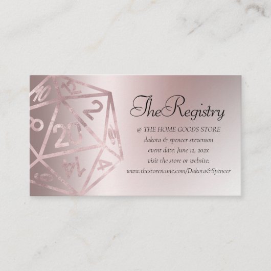 RPG Luxe | Mauve Fantasy Tafelblad Gamer Registry Informatiekaartje (Voorkant)