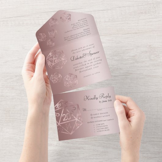 RPG Luxe | Mauve Fantasy Tafelbladspeler Entreegid All In One Uitnodiging (Afscheurbaar)