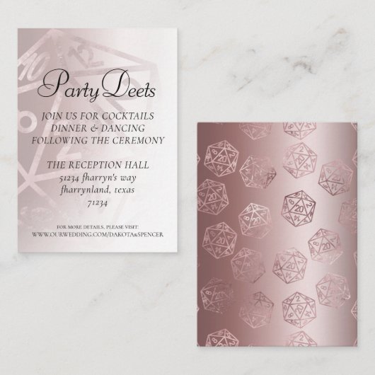 RPG Luxe | Mauve Sheen Fantasy tafelblad Gamer Dic Informatiekaartje (Voorkant / Achterkant)