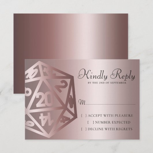 RPG Luxe | Mauve Sheen Fantasy tafelblad Gamer Dic RSVP Kaartje (Voorkant / Achterkant)