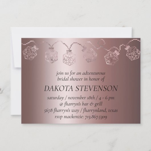 RPG Luxe | Mauve Sheen Tafelblad Gamer Dobbelsteen Kaart (Voorkant)