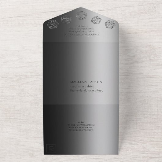 RPG Luxe | Onyx Fantasy tafelblad gamer Dice Entre All In One Uitnodiging (Buitenkant)