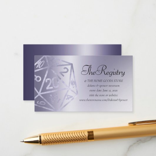 RPG Luxe | Paarse Fantasy Tabletop Gamer Registry Informatiekaartje (Voorkant / Achterkant in situ)