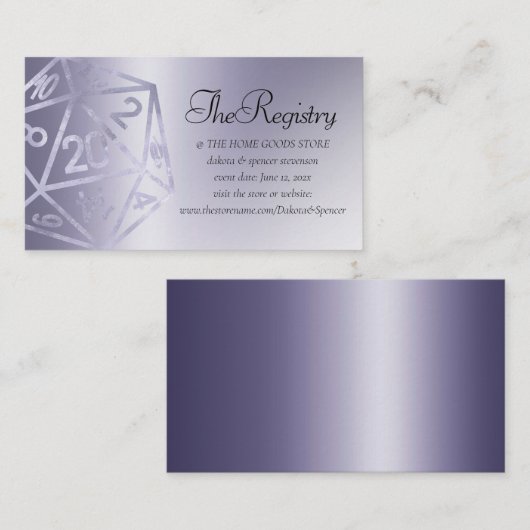 RPG Luxe | Paarse Fantasy Tabletop Gamer Registry Informatiekaartje (Voorkant / Achterkant)