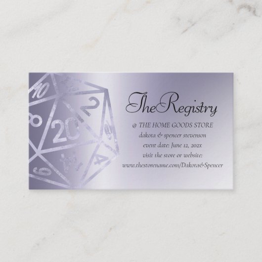 RPG Luxe | Paarse Fantasy Tabletop Gamer Registry Informatiekaartje (Voorkant)