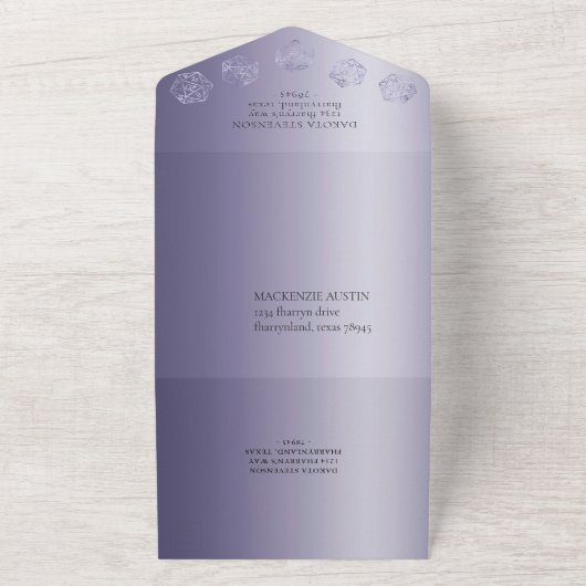 RPG Luxe | Paarse Fantasy tafelblad PnP Gamer Dice All In One Uitnodiging (Buitenkant)