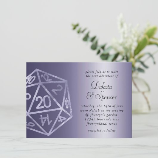 RPG Luxe | Paarse glans tafelblad rollenspeler dob Kaart (Staand voorkant)