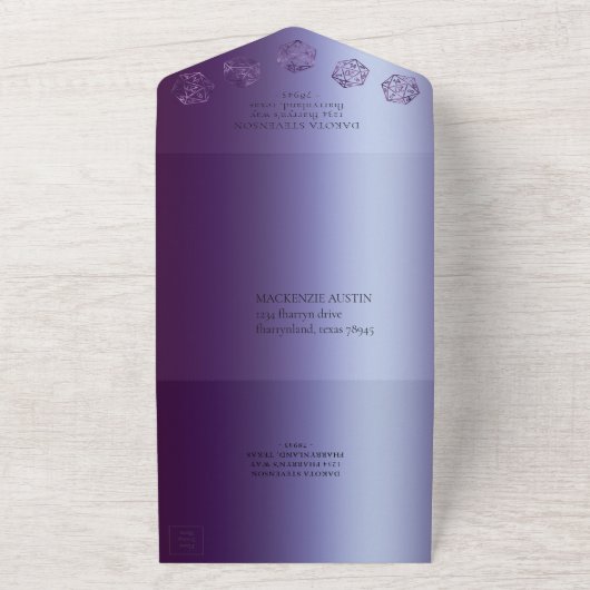 RPG Luxe | Violet Fantasy Tabletop Gamer Entree All In One Uitnodiging (Buitenkant)