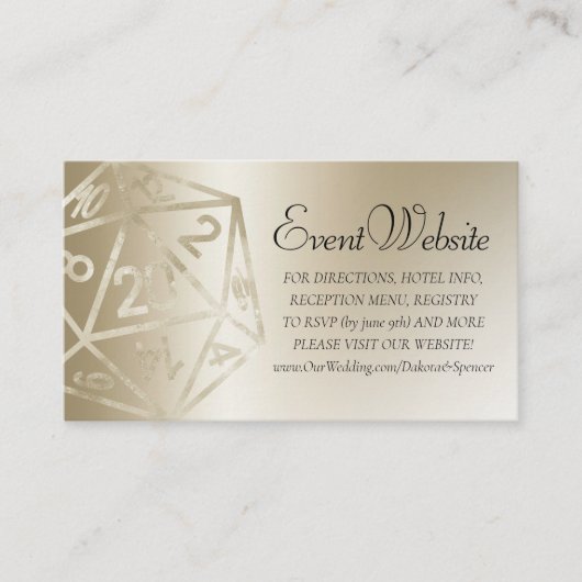 RPG Luxe | Website van de Gold Fantasy Tabletop Ga Informatiekaartje (Voorkant)