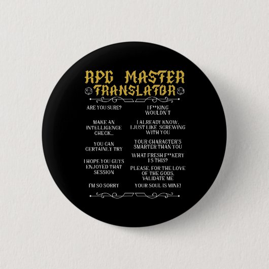 Rpg Master Vertaler D20 Tafel Top Games Grappige R Ronde Button 5,7 Cm (Voorkant)