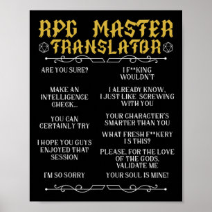Rpg Master Vertaler D20 Tafelbladspellen Grappig R Poster