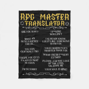 Rpg Master Vertaler D20 Tafelbladspellen Grappige  Fleece Deken