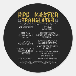 Rpg Master Vertaler D20 Tafelbladspellen Grappige  Ronde Sticker