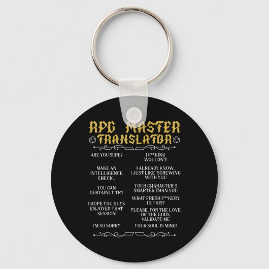 Rpg Master Vertaler D20 Tafelbladspellen Grappige Sleutelhanger (Voorkant)