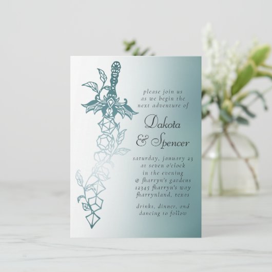 RPG Sword Luxe | Blauwgroen Sheen Fantasy Tabletop Kaart (Staand voorkant)