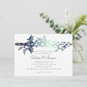 RPG-zwaard | Blauwgroen Sheen Fantasy tafelblad Ga Kaart (Staand voorkant)