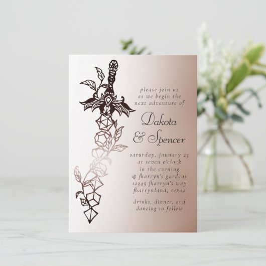 RPG-zwaard | Copper Fantasy Tafelblad Gamer Dice Kaart (Staand voorkant)