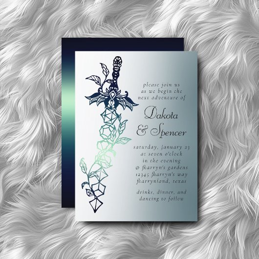 RPG Zwaard | Teal Fantasy Tafelblad PnP Dobbelstee Kaart