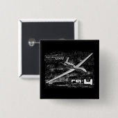 RQ-4 Global Hawk Vierkante Button 5,1 Cm (Voorkant /achterkant)