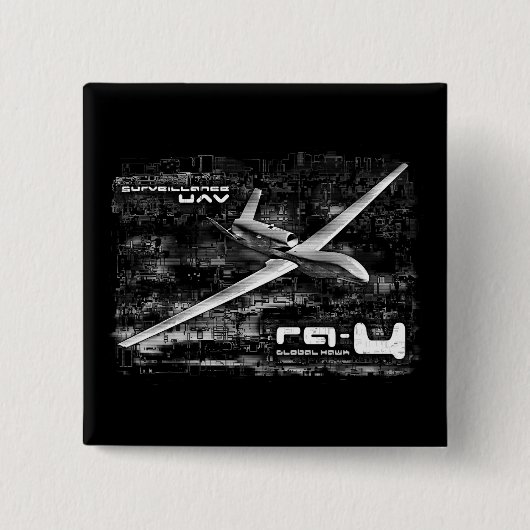 RQ-4 Global Hawk Vierkante Button 5,1 Cm (Voorkant)