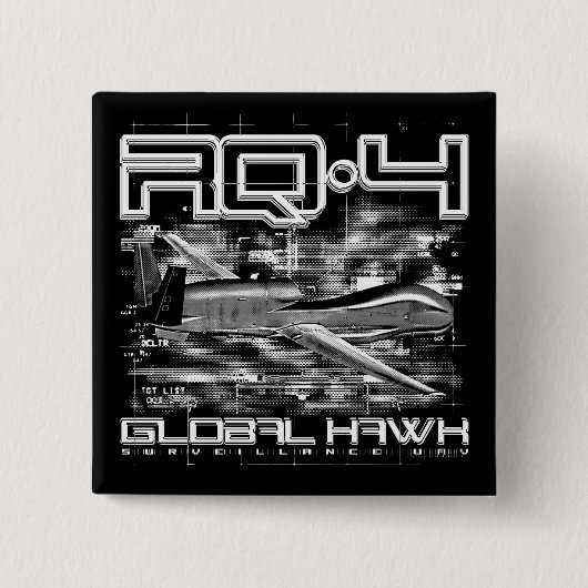 RQ-4 Global Hawk Vierkante Button 5,1 Cm (Voorkant)