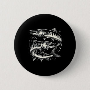 Rracuda Fish Graphic Art Design voor vrouwen en Ma Ronde Button 5,7 Cm
