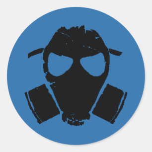 RRC - Gasmasker blauw Ronde Sticker