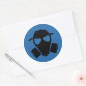 RRC - Gasmasker blauw Ronde Sticker (Envelop)