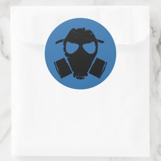 RRC - Gasmasker blauw Ronde Sticker (Tas)