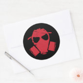 RRC - gasmasker rood Ronde Sticker (Envelop)