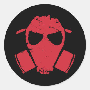 rrc - gasmasker rood ronde sticker