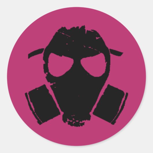 RRC - Gasmasker roze Ronde Sticker (Voorkant)