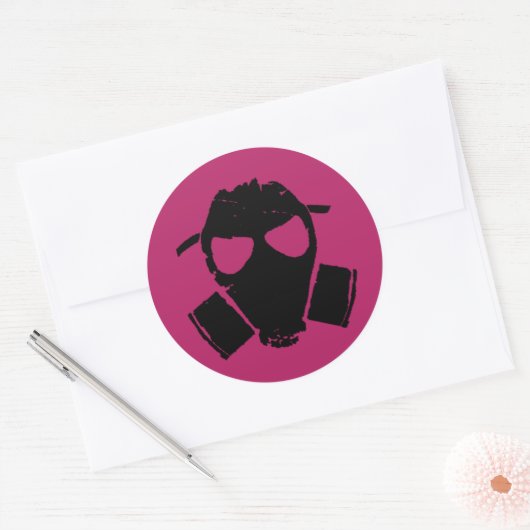 RRC - Gasmasker roze Ronde Sticker (Envelop)