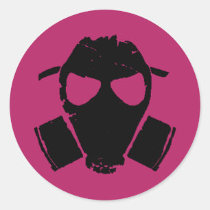rrc - gasmaskerroze ronde sticker