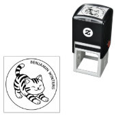 Rrekkende Tabby Kat Aangepaste Tekst Zelfinktende Stempel (In situ)