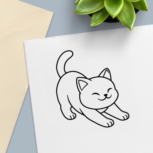 Rrekkende Witte Kat Zelfinktende Stempel
