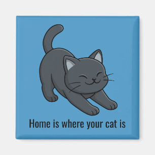 Rrekkende Zwarte Kat op Blauwe Aangepaste Tekst Magneet