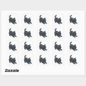 Rrekkende Zwarte Kat Vierkante Sticker (Vel)