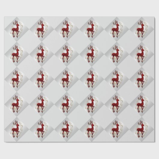 Rrendarrood goud floral Silver faux patroon Cadeaupapier (Vlak)