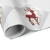 Rrendarrood goud floral Silver faux patroon Cadeaupapier (Rol Hoek)