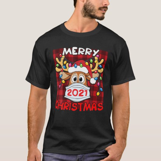 Rrendier in de rode gestikte keizerlijke kerst 202 t-shirt (Voorkant)