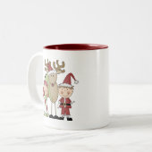 Rrendieren en Elves T-shirts en cadeautjes Tweekleurige Koffiemok (Voorkant links)