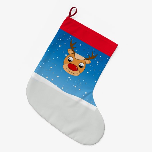Rrendieren glimlachen op blauw grote kerstsok (Voorkant (Hangend))