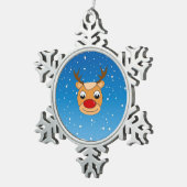 Rrendieren glimlachen op blauw tin sneeuwvlok ornament (Rechts)