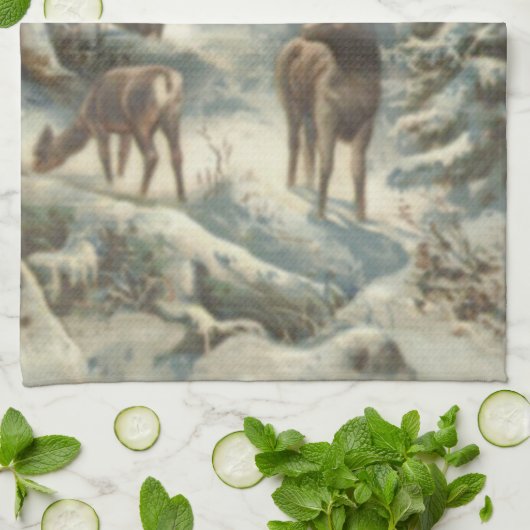 Rrendierkerstboom Evergreen Forest Snow Theedoek (Gevouwen)